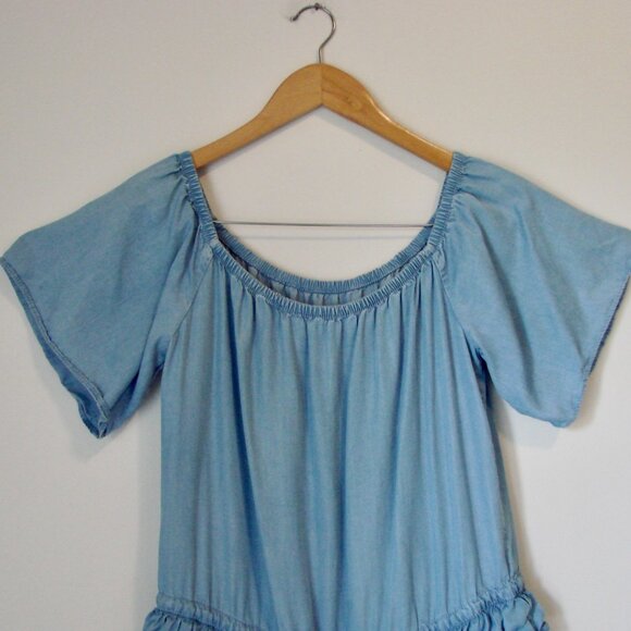 Miss Sixty Dress Y2K Blue Chambray Boho Peasant Ruffled Cowgirl XS Small - Picture 3 of 16